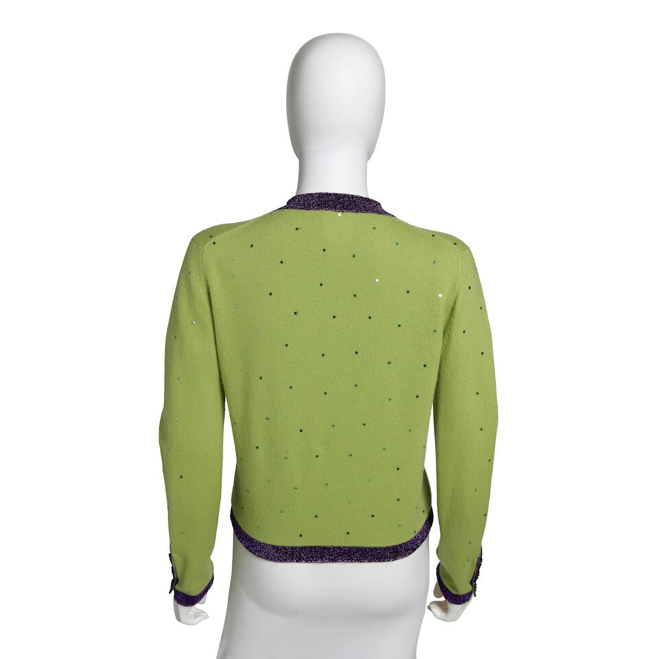 CHANEL: GREEN EMBELLISHED KNIT CARDIGAN TWINSET Fall 1998 - 4