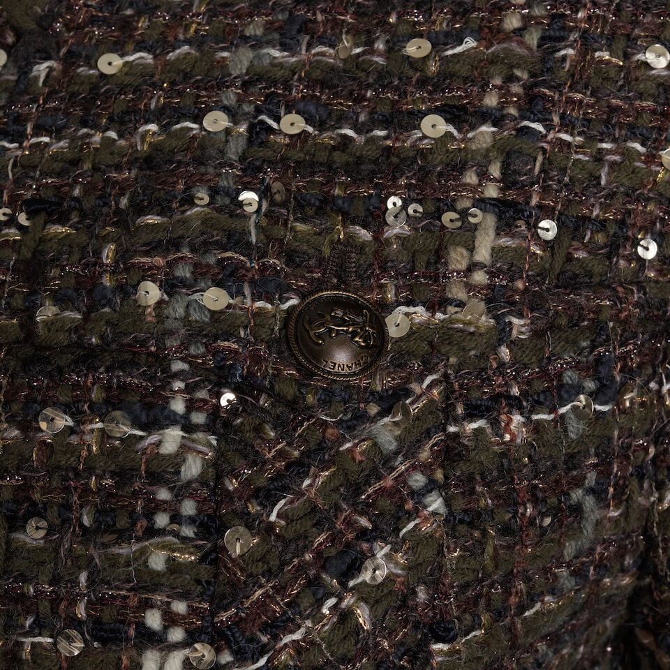 CHANEL: MULTICOLOR GREEN SEQUIN TWEED EVENING JACKET Fall 2004 - 3