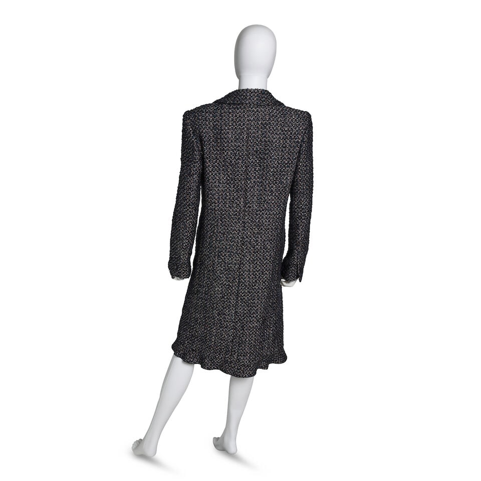 CHANEL: MULTICOLOR BLUE TWEED RUFFLE COAT Fall 2002 - 2