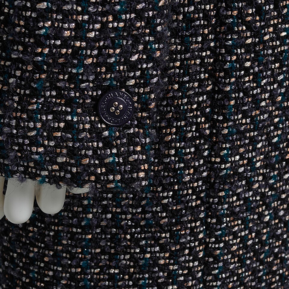 CHANEL: MULTICOLOR BLUE TWEED RUFFLE COAT Fall 2002 - 3