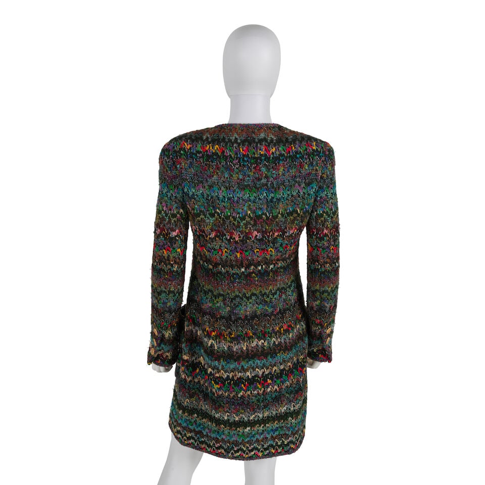CHANEL: BLUE GREEN TWEED COAT Fall 1993 | Look 92 - 3