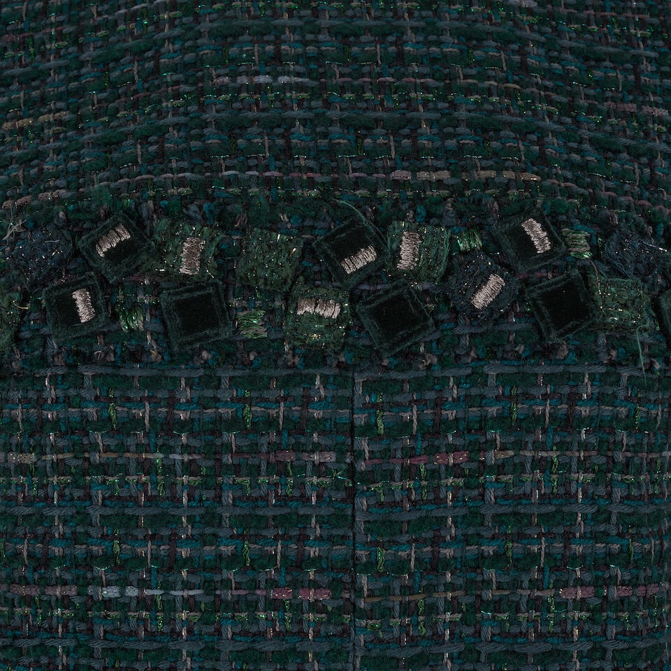 CHANEL: GREEN BLUE TWEED GEOMETRIC DRESS Fall 2012 - 2
