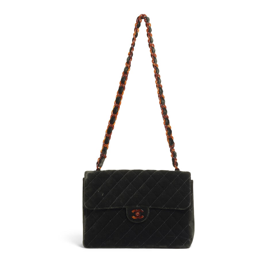 CHANEL: GREEN QUILTED VELVET FLAP BAG 1997-1999 - 4