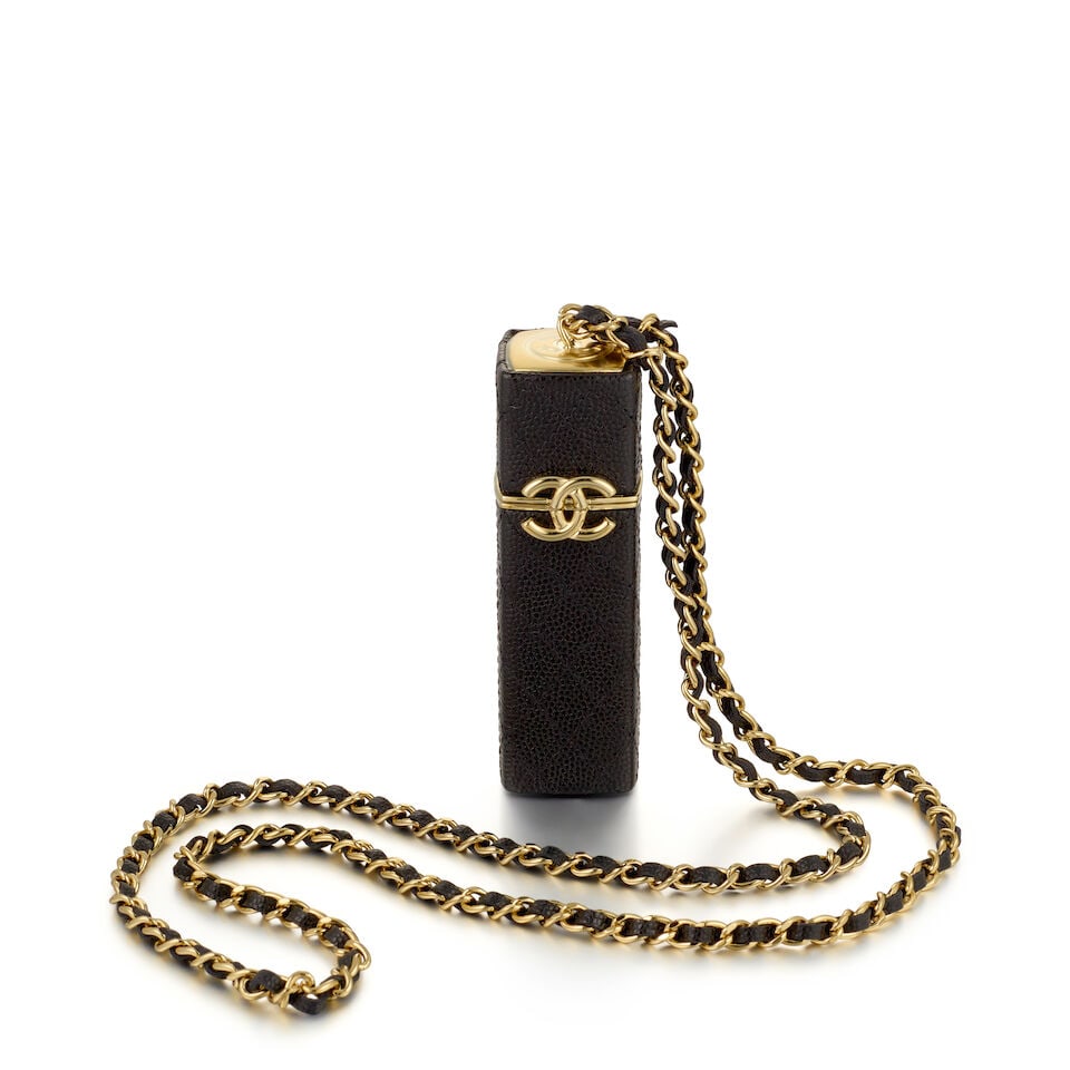 CHANEL: BLACK CAVIAR LIPSTICK CASE ON CHAIN Spring 2021 (1 of 1)