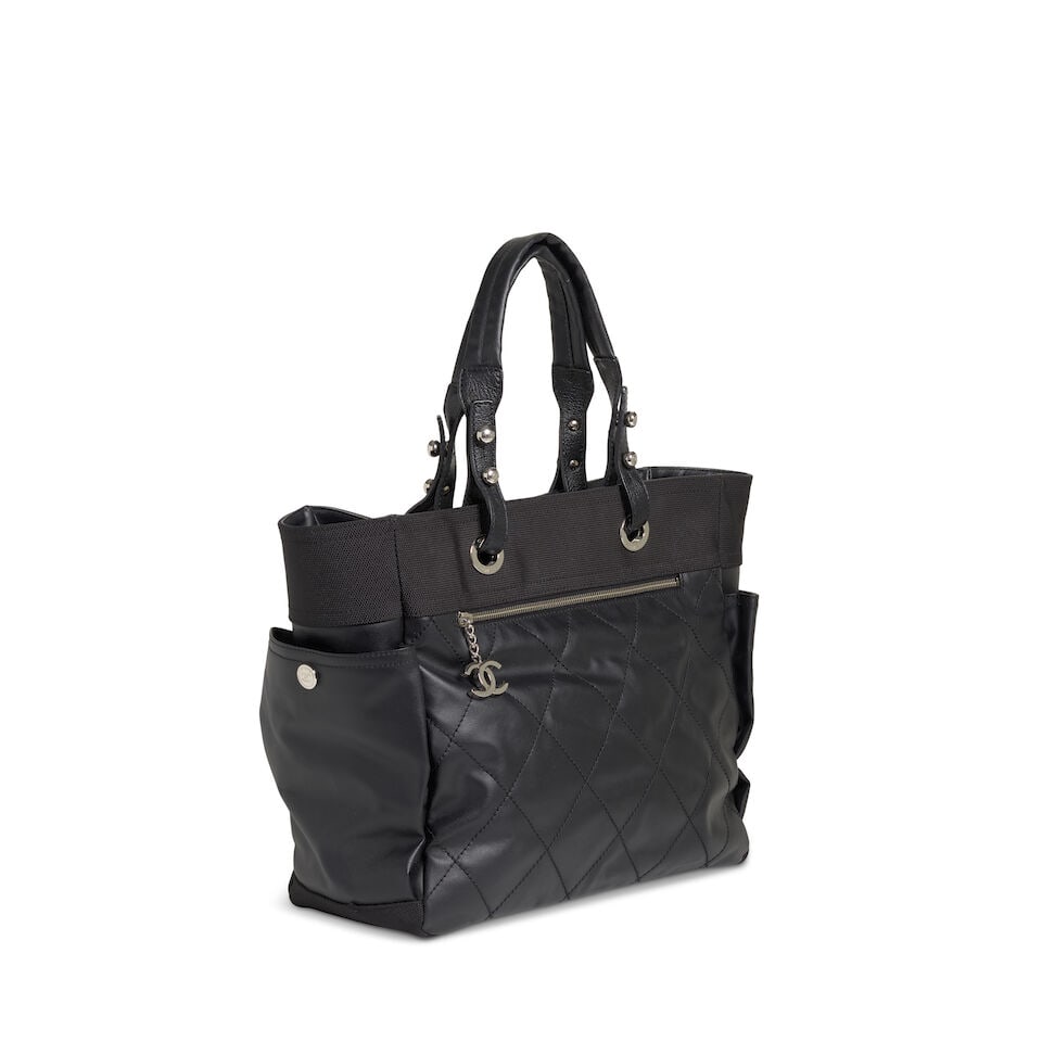 CHANEL: BLACK CANVAS PARIS-BIARRITZ TOTE 2006-2008 - 3