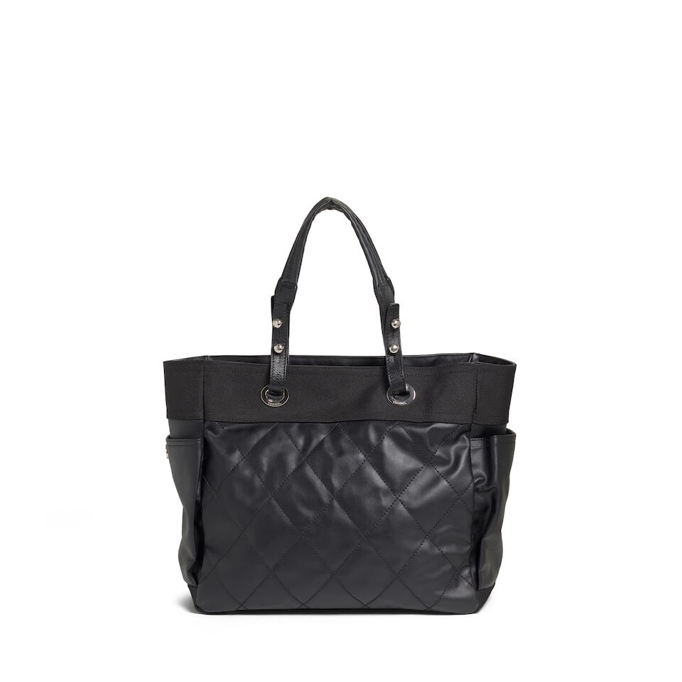 CHANEL: BLACK CANVAS PARIS-BIARRITZ TOTE 2006-2008 - 4