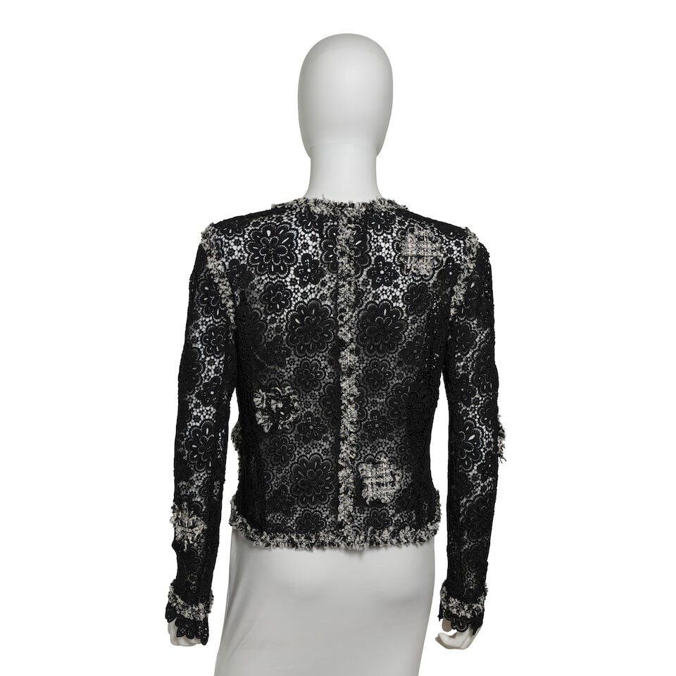 CHANEL: BLACK FLORAL LACE JACKET Spring 2004 - 3