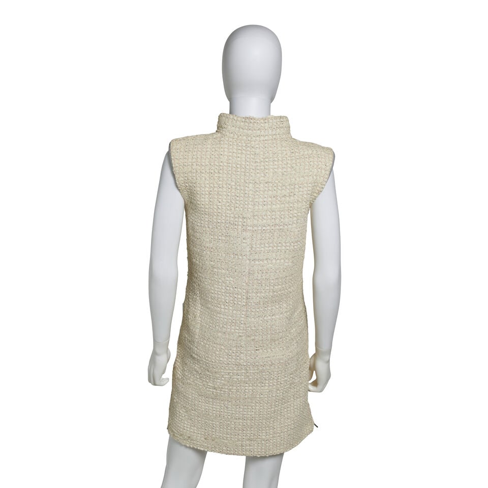 CHANEL: NEUTRAL FRINGE TWEED SHIFT DRESS 2014 - 3