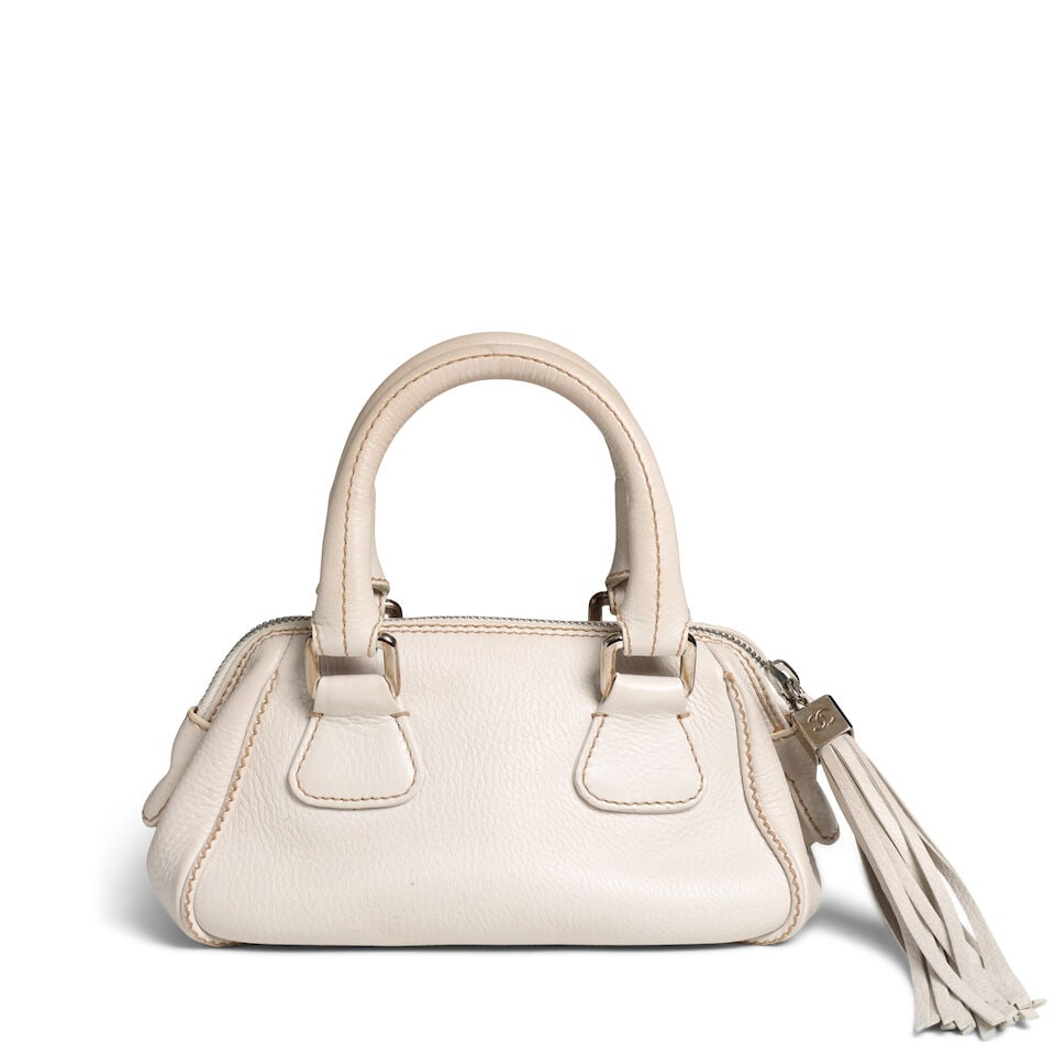 CHANEL: BEIGE CAVIAR LEATHER LAX SMALL BOWLER BAG 2003-2004 - 3