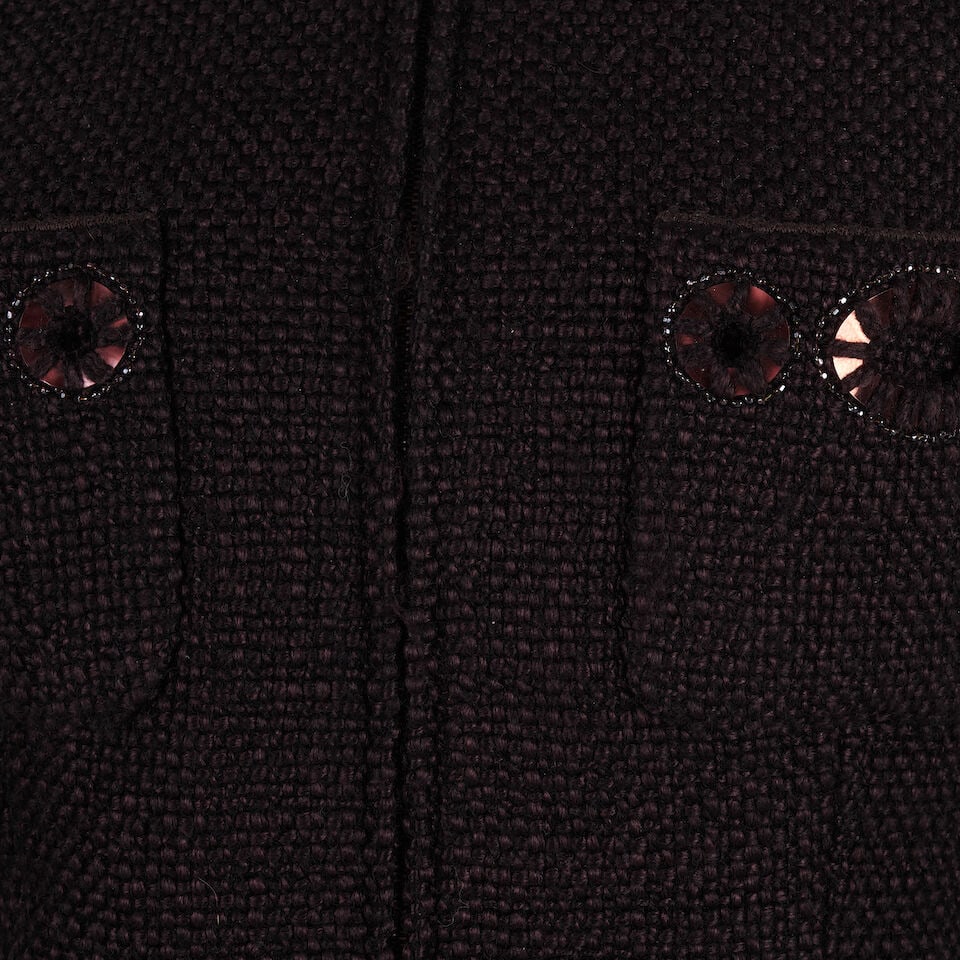 CHANEL: BROWN TWEED CUT OUT SKIRT SUIT ENSEMBLE Fall 2000 - 2