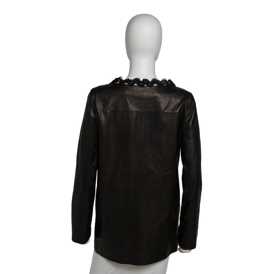 CHANEL: BLACK LEATHER JACKET WITH CROCHET TRIM Fall 2009 - 3