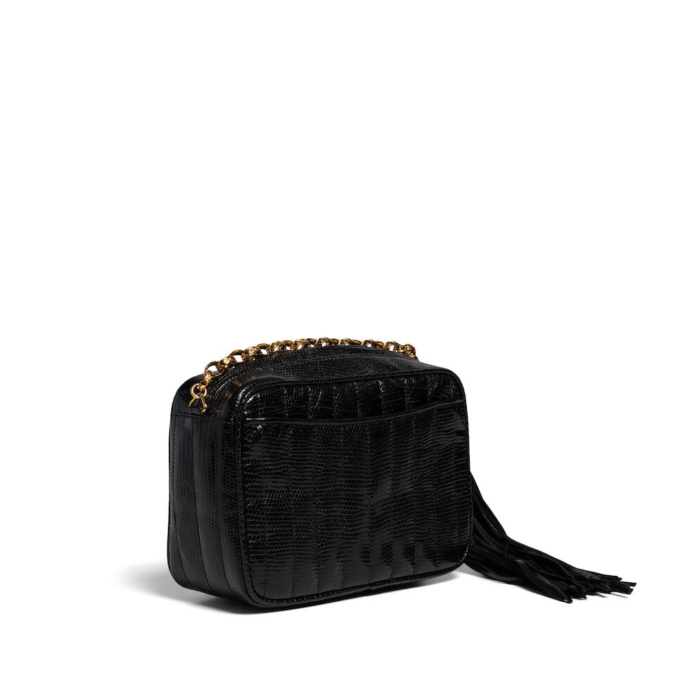 CHANEL: BLACK LIZARD QUILTED CAMERA BAG 1991-1994 - 3