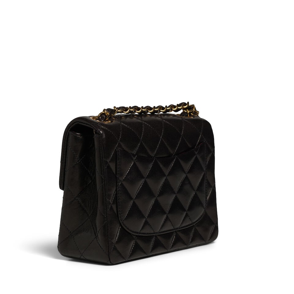 CHANEL: BLACK LAMBSKIN QUILTED SQUARE MINI FLAP BAG 1994-1996 - 3