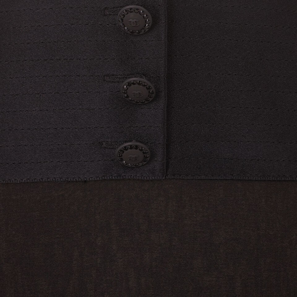 CHANEL: BLACK CHIFFON TIERED HIGH LOW SKIRT Fall 2004 - 2