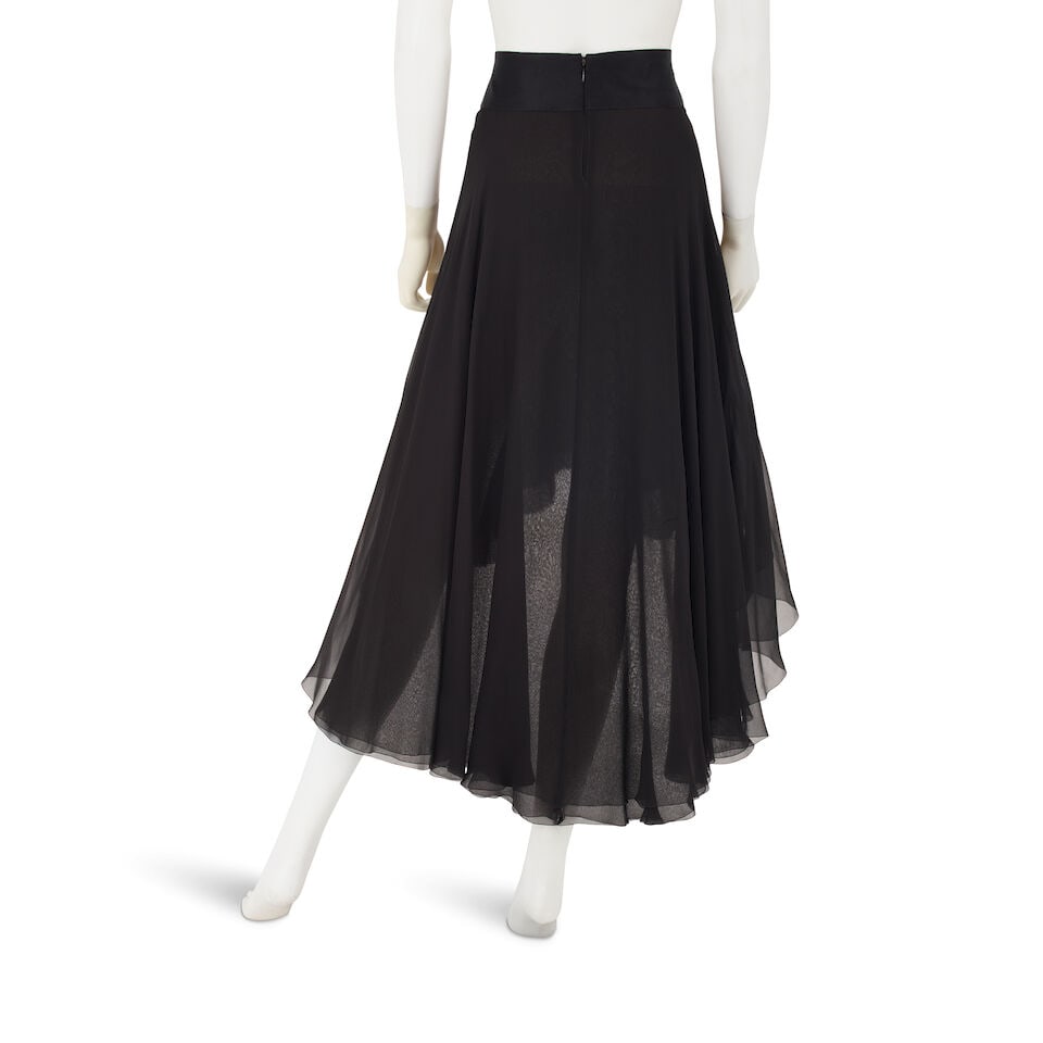 CHANEL: BLACK CHIFFON TIERED HIGH LOW SKIRT Fall 2004 - 3
