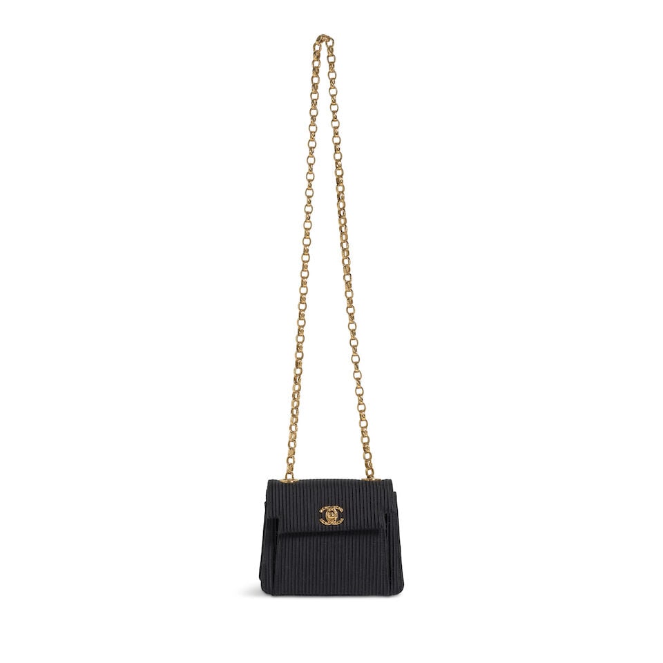 CHANEL: BLACK PLISSE MINI FLAP BAG Fall 1993 - 4