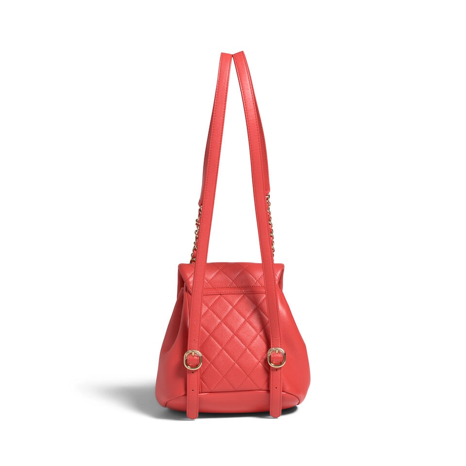 CHANEL: RED QUILTED SMALL DUMA BACKPACK 2022 - 3