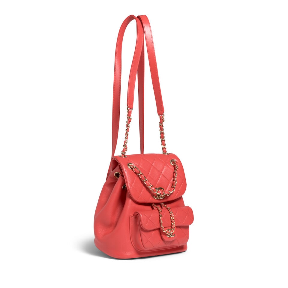 CHANEL: RED QUILTED SMALL DUMA BACKPACK 2022 - 4