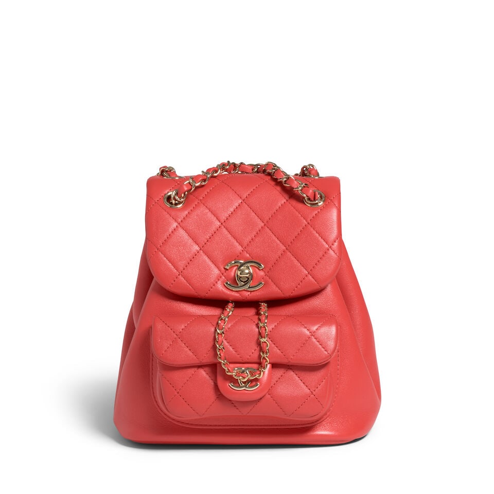 CHANEL: RED QUILTED SMALL DUMA BACKPACK 2022 - 5