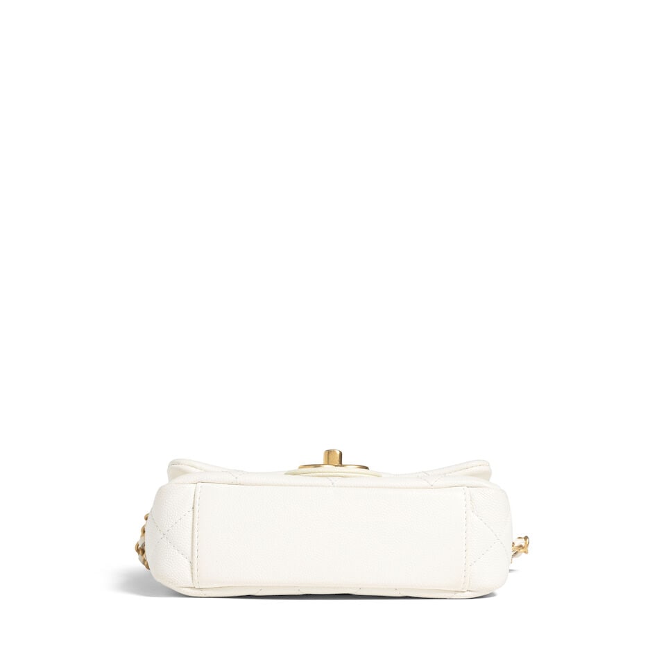 CHANEL: WHITE QUILTED CAVIAR MINI TWIST YOUR BUTTONS FLAP BAG 2022 - 4