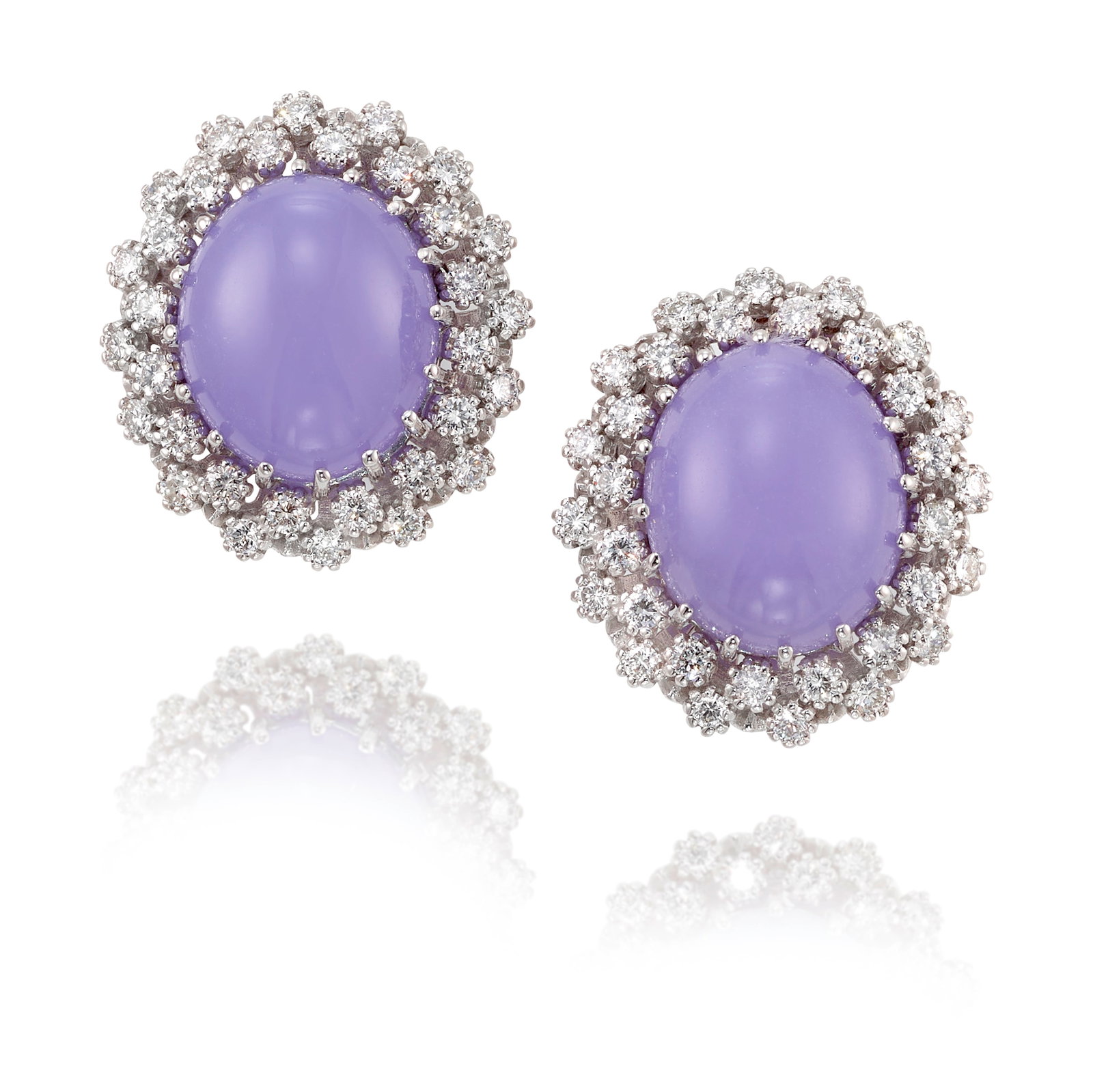 A PAIR OF JADE AND DIAMOND EARRINGS (1 of 1)