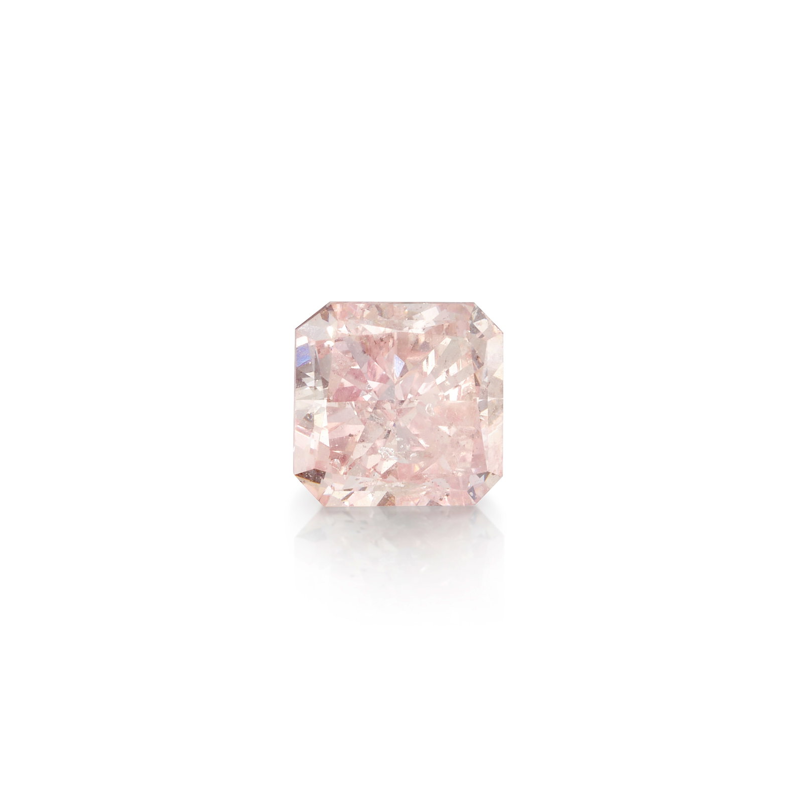 A LOOSE FANCY INTENSE PURPLISH PINK DIAMOND: A LOOSE FANCY INTENSE PURPLISH PINK DIAMOND A cut-cornered square, modified brilliant-cut, Fancy Intense Purplish Pink diamond, weighing 0.82 carat Footnotes: Accompanied by GIA Report 1112868890,