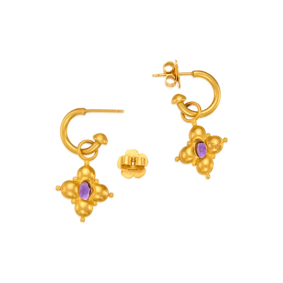 GOLD AND AMETHYST PENDANT EARRINGS - 2