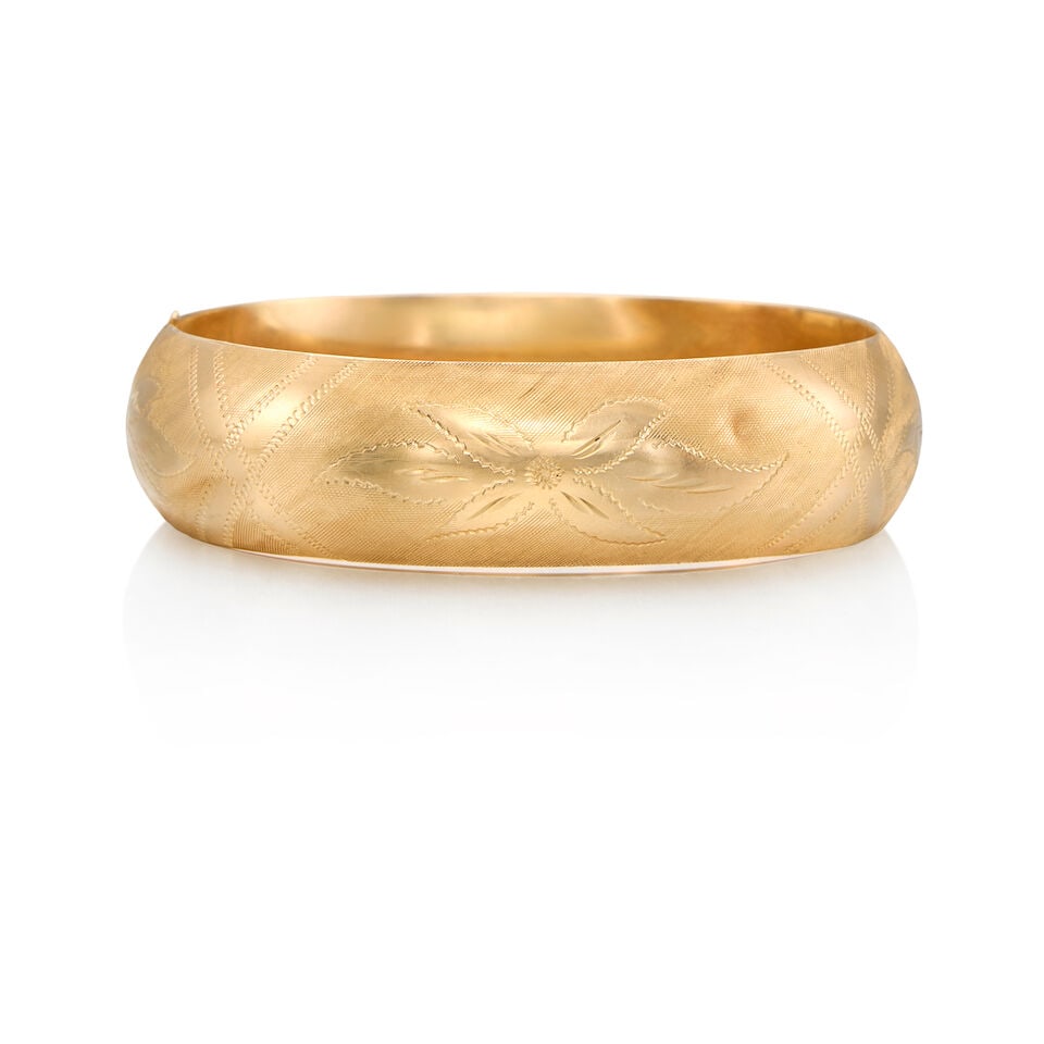 14K YELLOW GOLD BANGLE BRACELET - 2