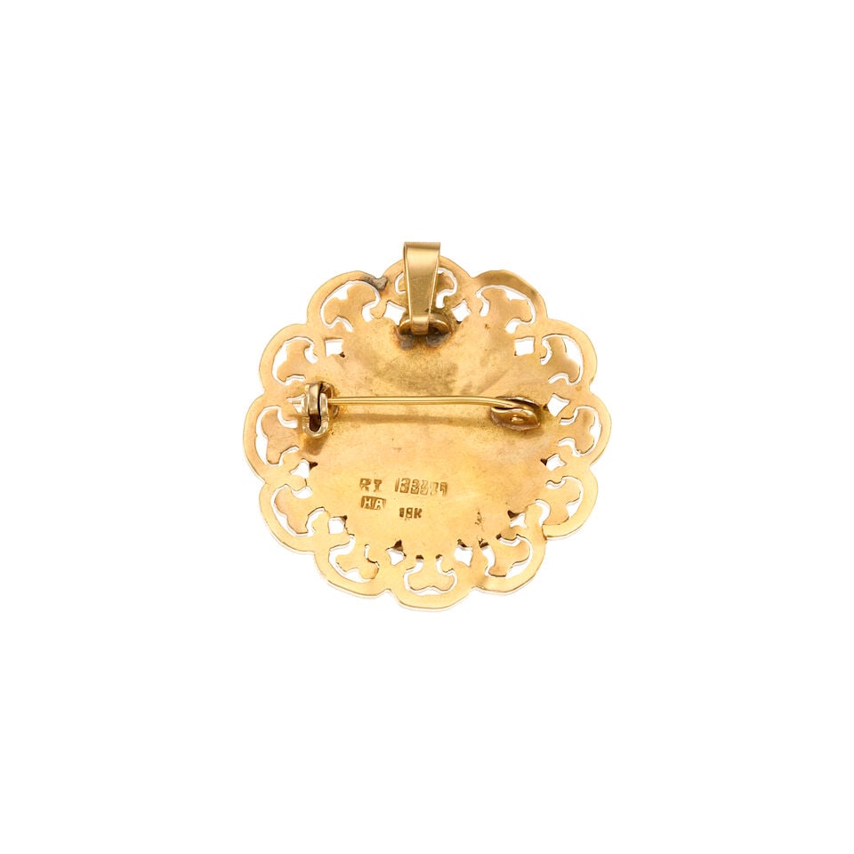 18K YELLOW GOLD BROOCH - 2