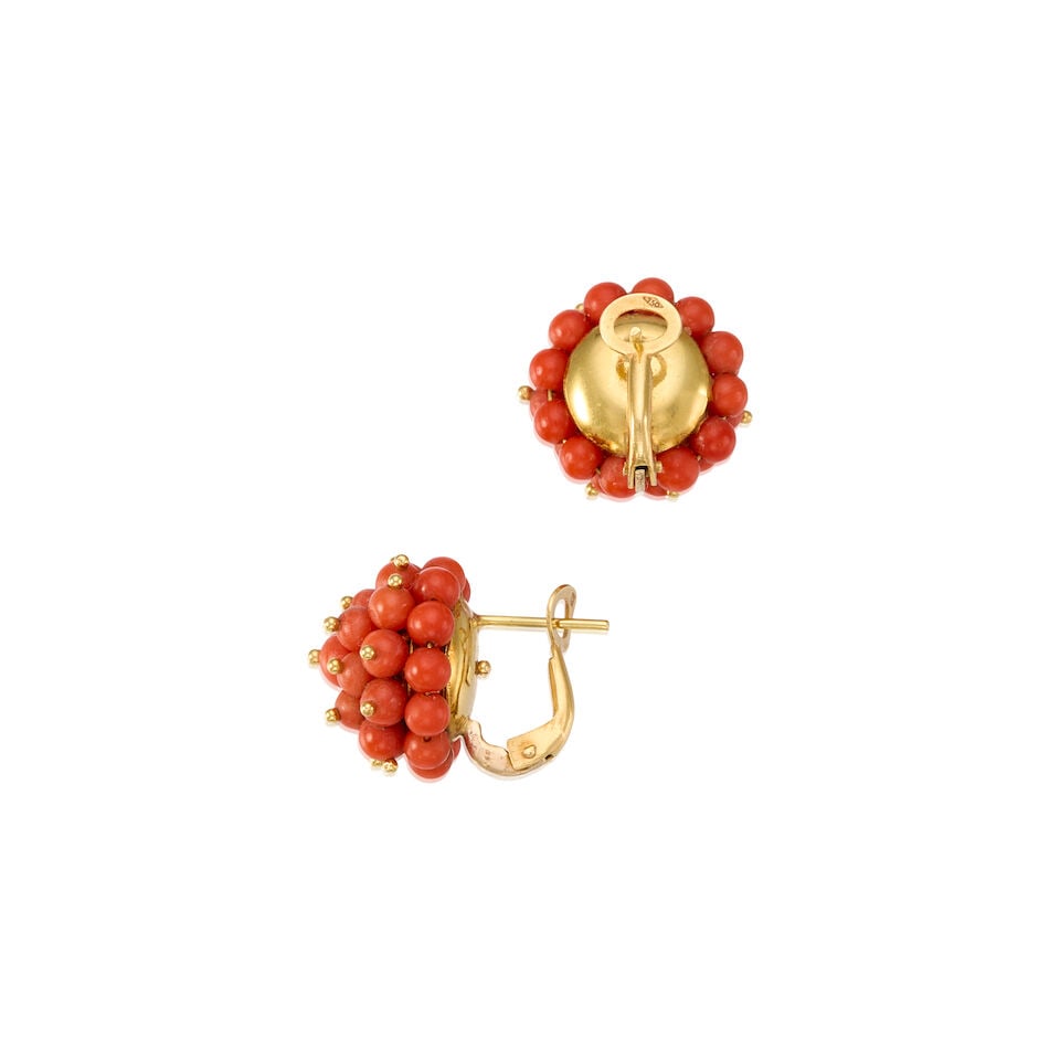 18K YELLOW GOLD AND CORAL EARRINGS - 2