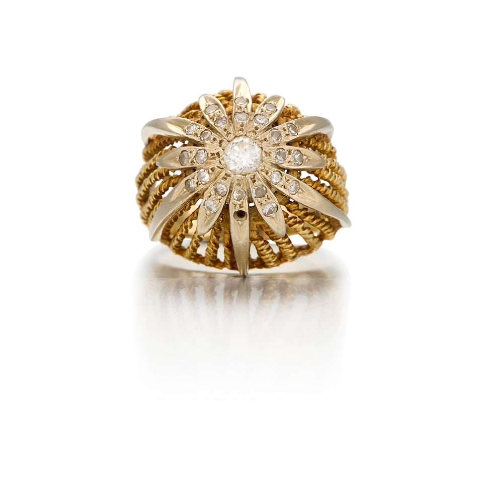 13K BICOLORED GOLD AND DIAMOND RING (1 of 2)