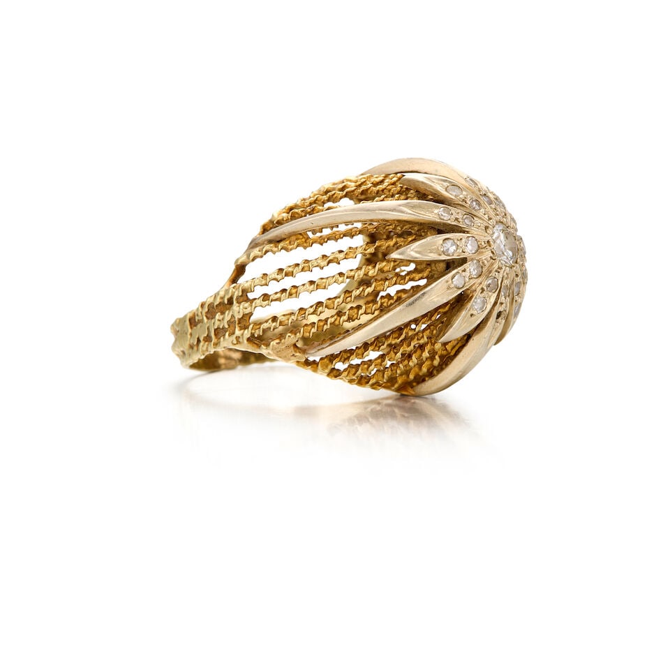 13K BICOLORED GOLD AND DIAMOND RING - 2