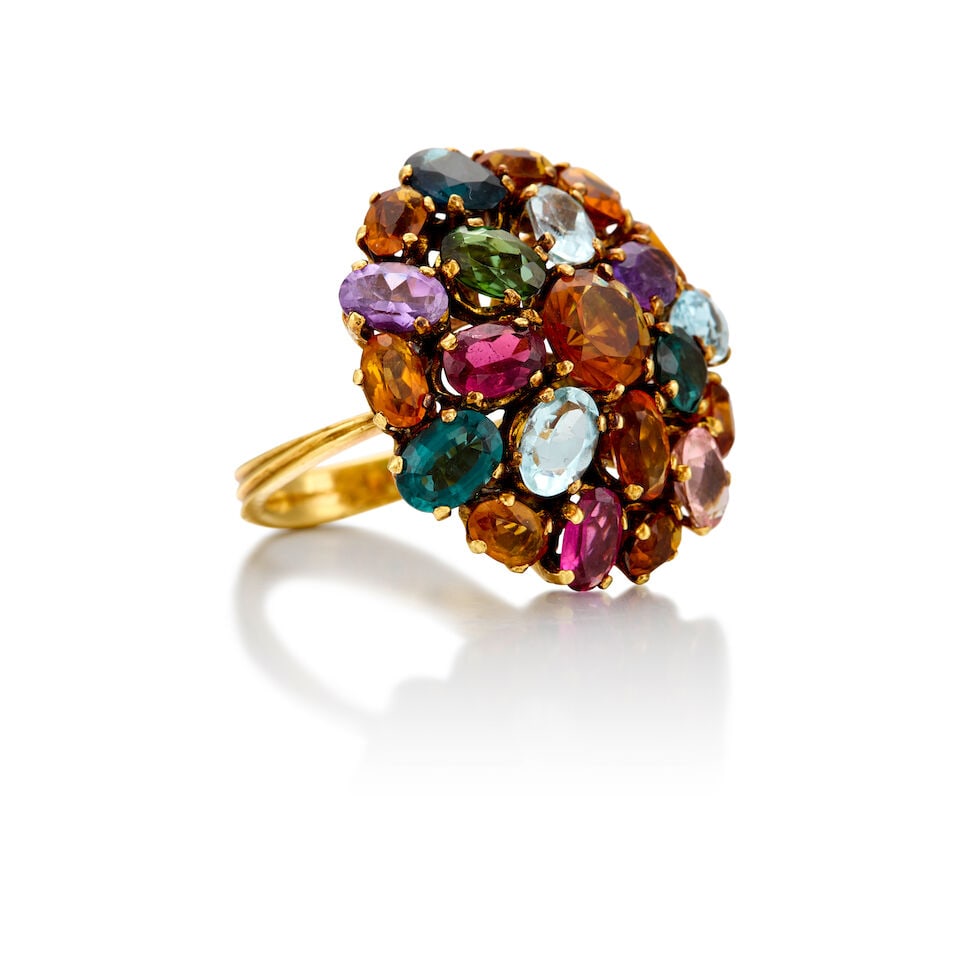 18K YELLOW GOLD AND GEMSET RING - 2