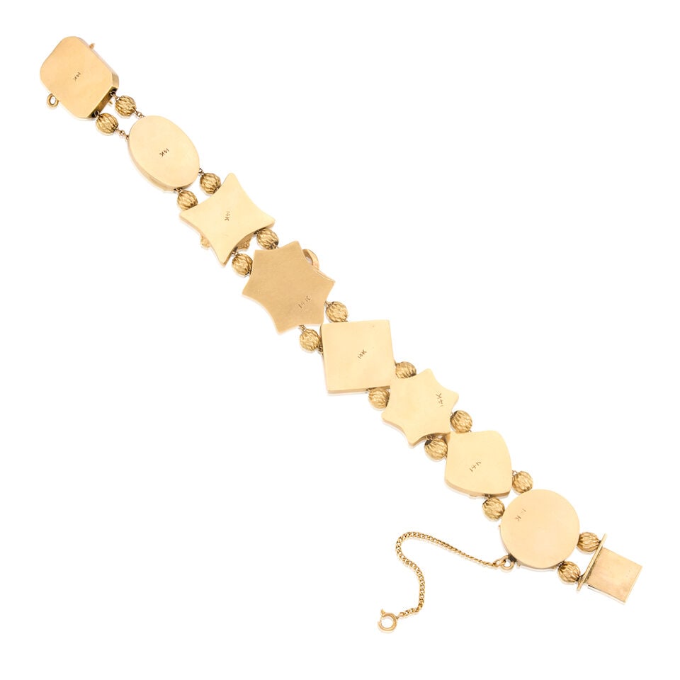 14K YELLOW GOLD AND GEMSET BRACELET - 2