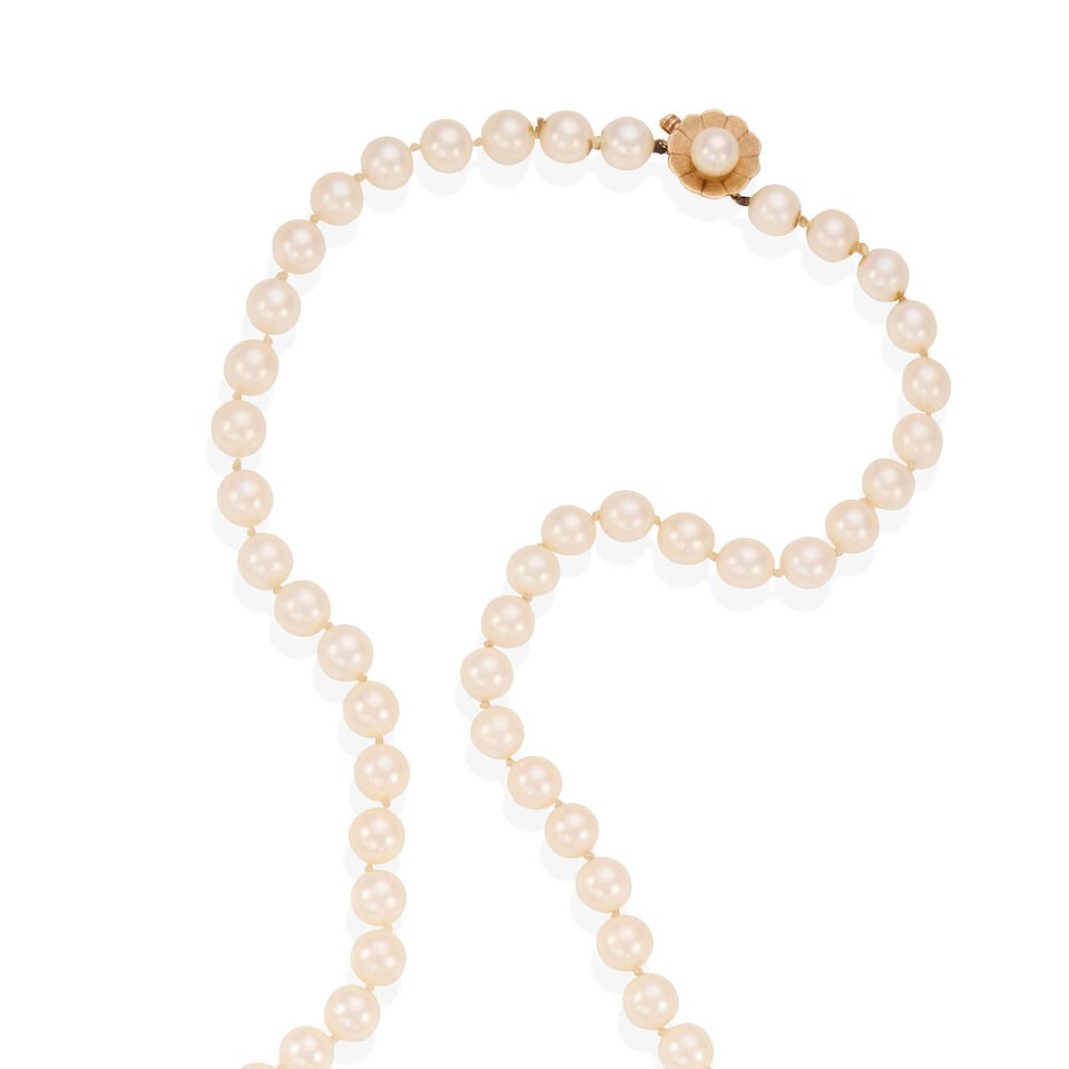 14K YELLOW GOLD AND CULTURED PEARL NECKLACE - 2