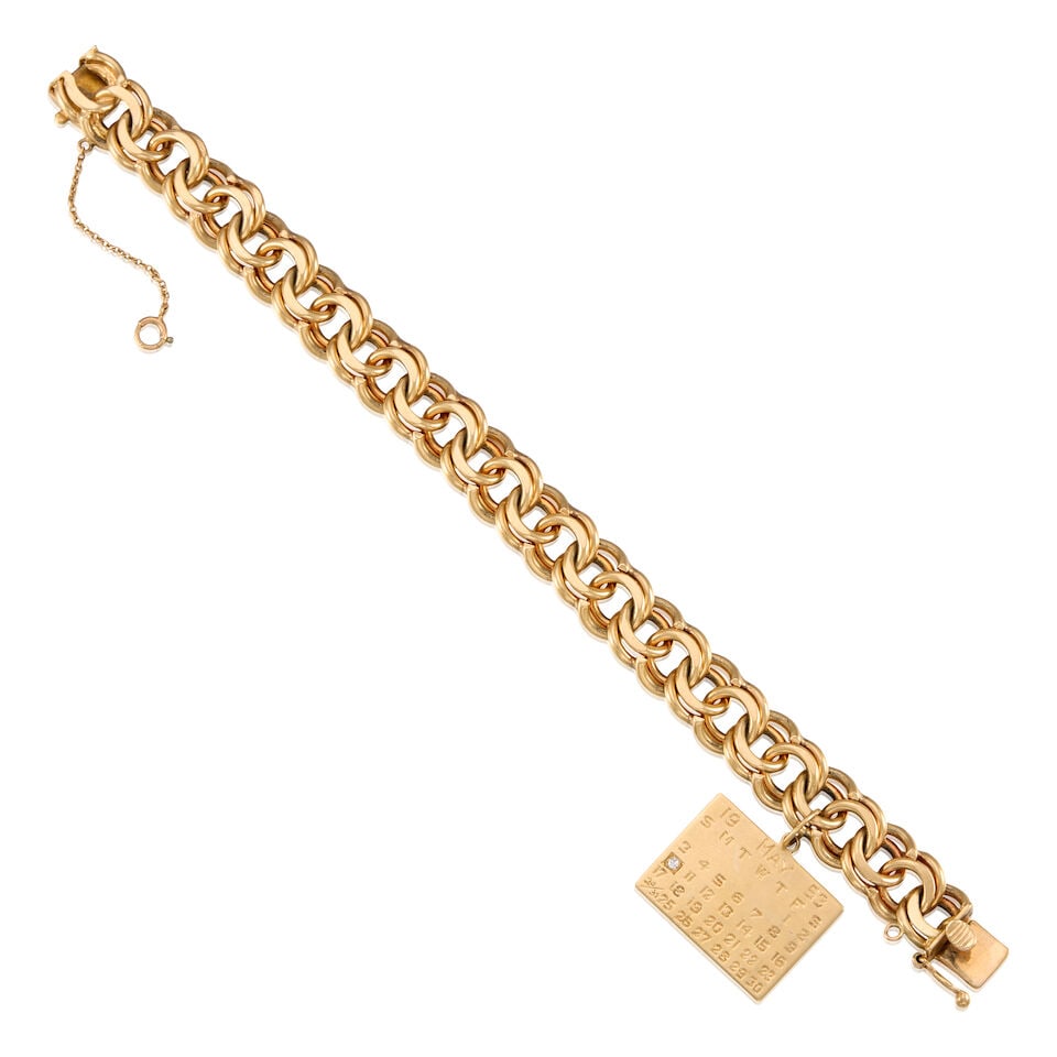 13K YELLOW GOLD CHARM BRACELET (1 of 2)