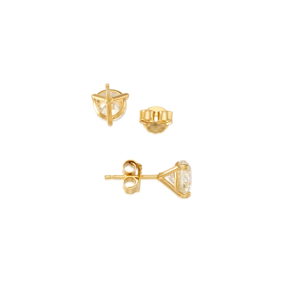 14K YELLOW GOLD AND DIAMOND EARRINGS - 2