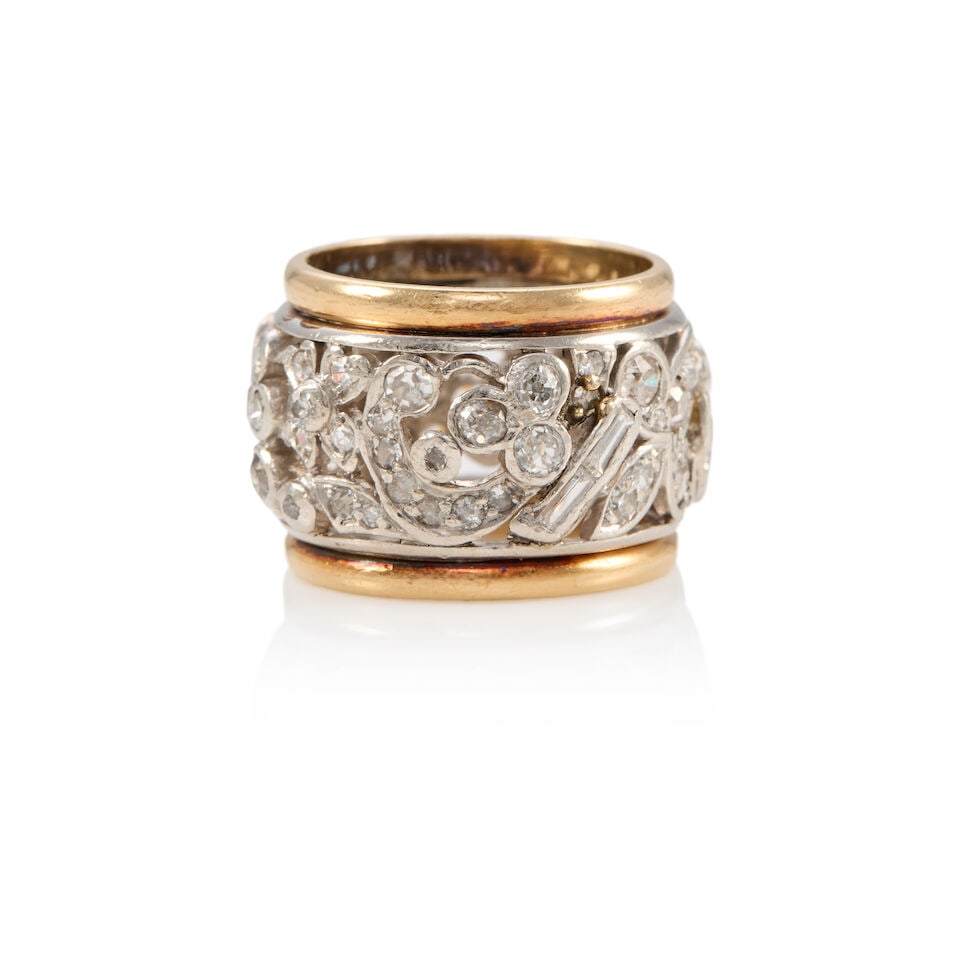 PLATINUM, 14K GOLD, AND DIAMOND RING (1 of 2)