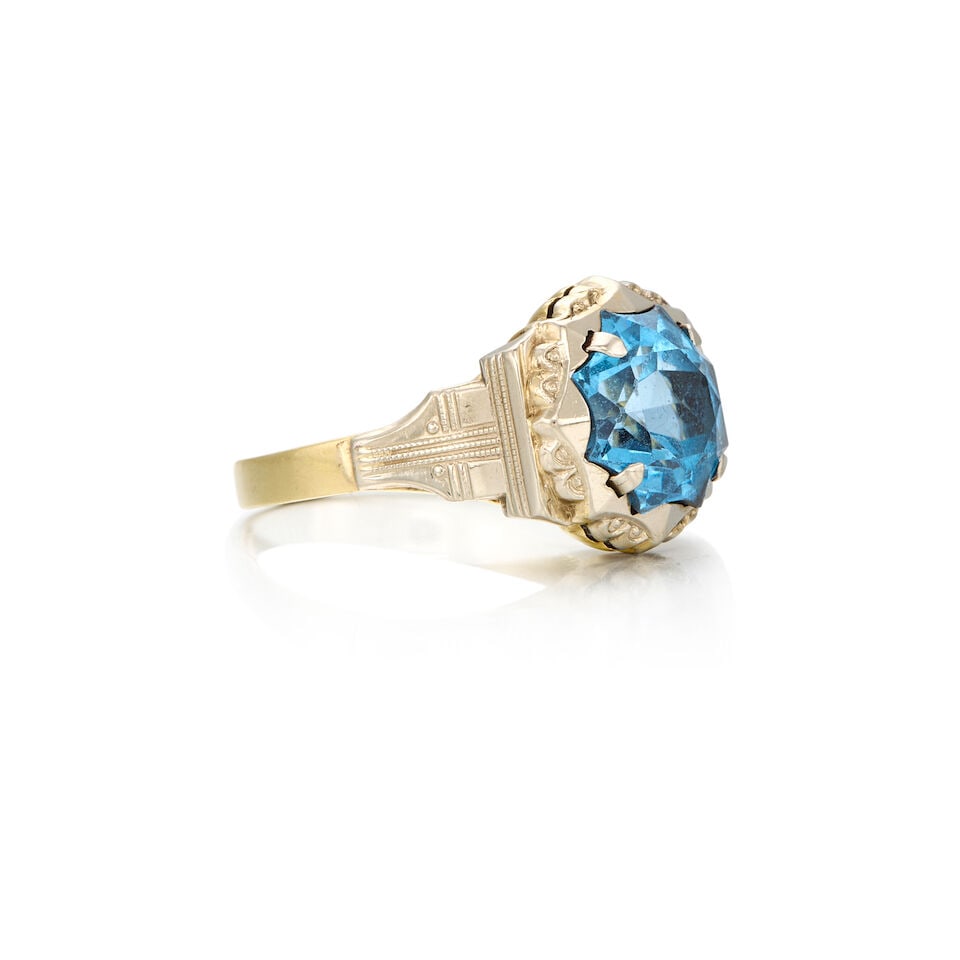 14K BICOLOR SYNTHETIC SPINEL RING - 2