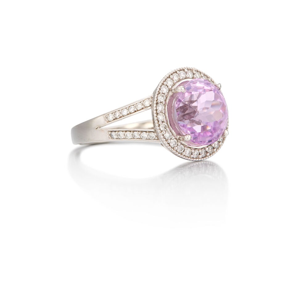 PLATINUM, KUNZITE AND DIAMOND RING - 2