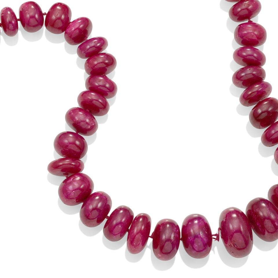 A RUBY BEAD NECKLACE - 3