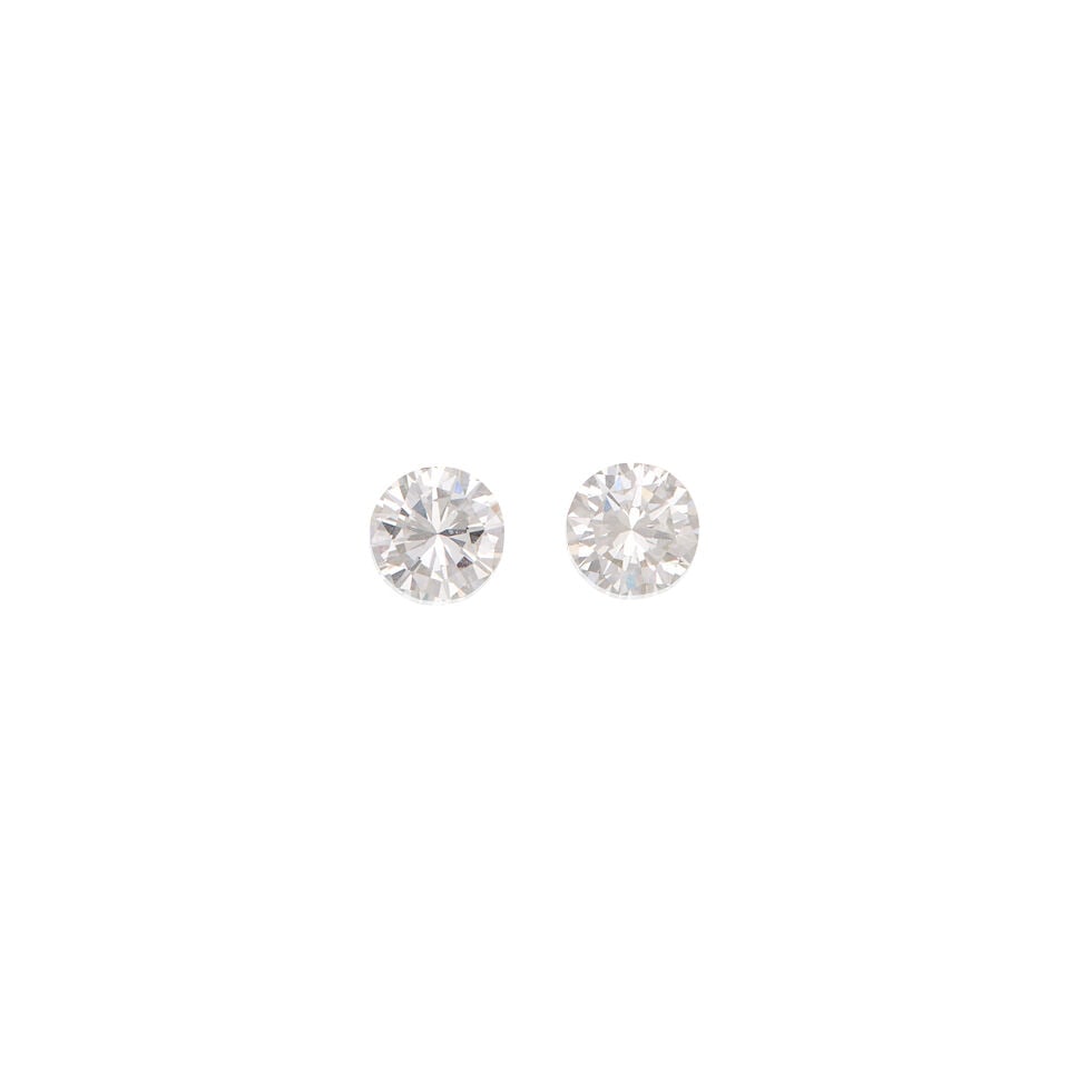 TWO LOOSE DIAMONDS WITH GIA REPORTS: TWO LOOSE DIAMONDS WITH GIA REPORTS • A round brilliant cut diamond weighing 1.00 carat, measures 6.56-6.62mm x 3.87mm, accompanied by a GIA Natural Diamond Grading Report number 223192114