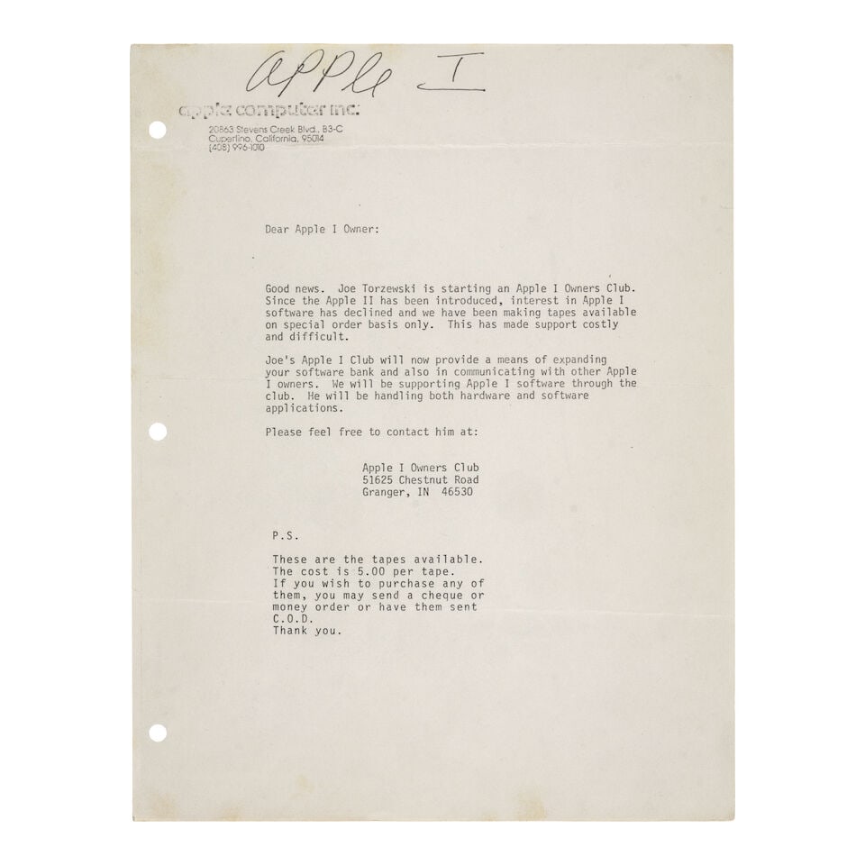 THE 'HATFIELD' APPLE-1 COMPUTER SIGNED BY STEVE WOZNIAK WITH A LETTER SIGNED BY STEVE JOBS, BEAU... - 13
