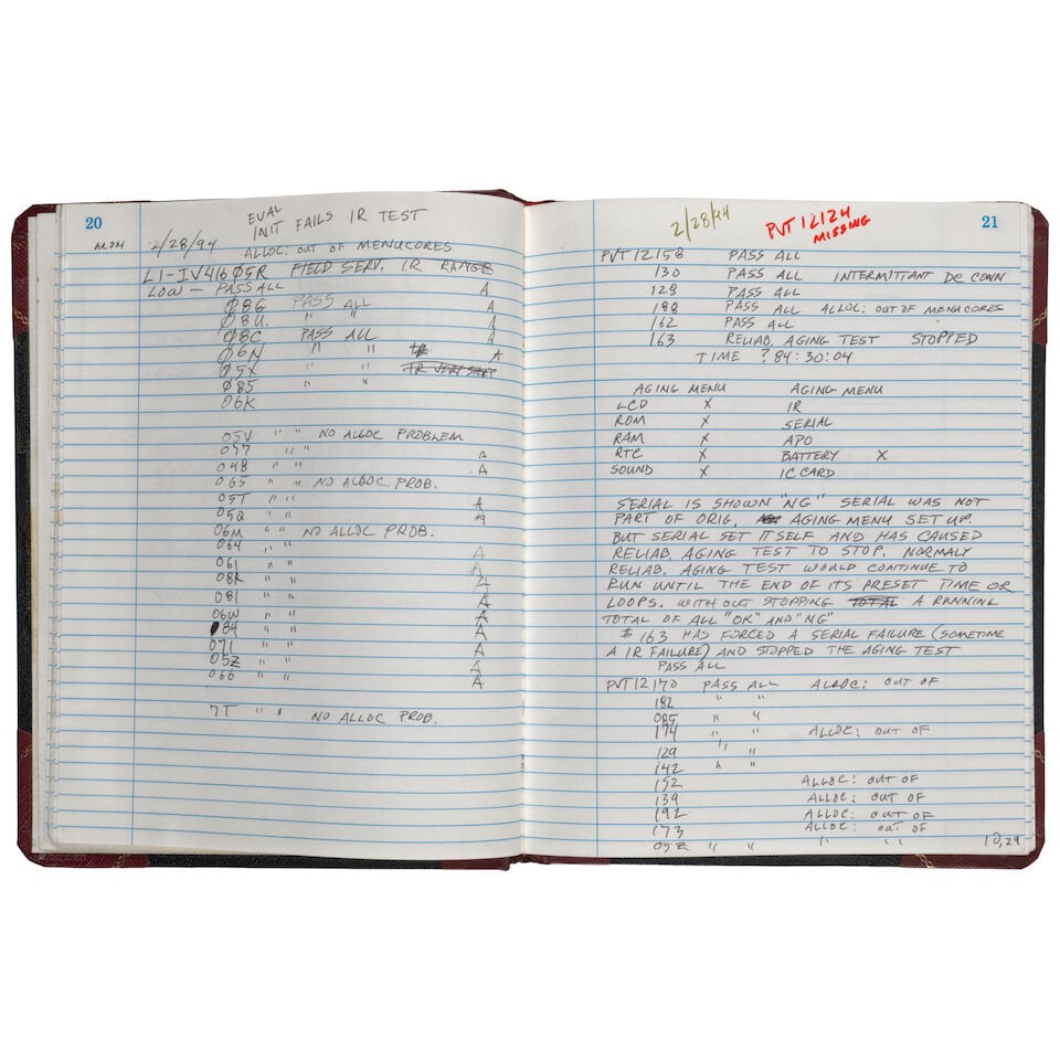 AN APPLE NEWTON MESSAGEPAD ENGINEERING DEVELOPMENT NOTEBOOK. [APPLE COMPUTER, INC.]. Manuscript ... - 5
