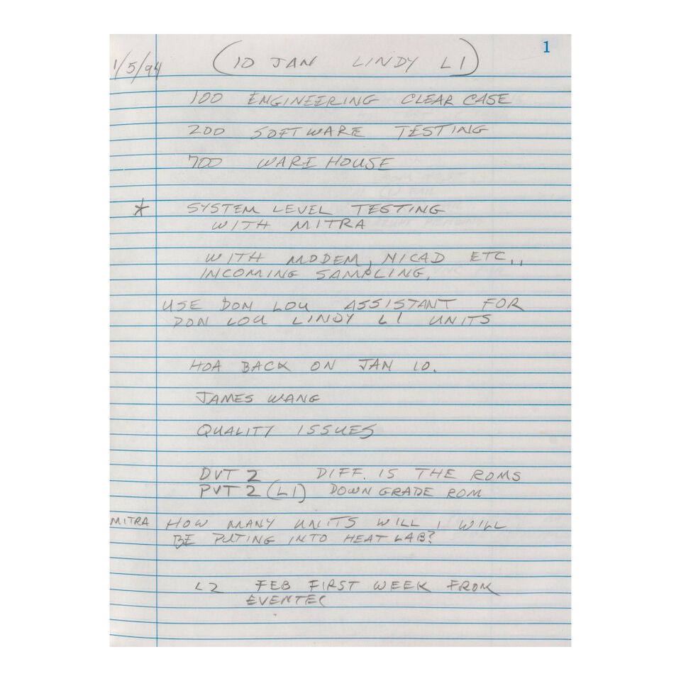 AN APPLE NEWTON MESSAGEPAD ENGINEERING DEVELOPMENT NOTEBOOK. [APPLE COMPUTER, INC.]. Manuscript ... - 9