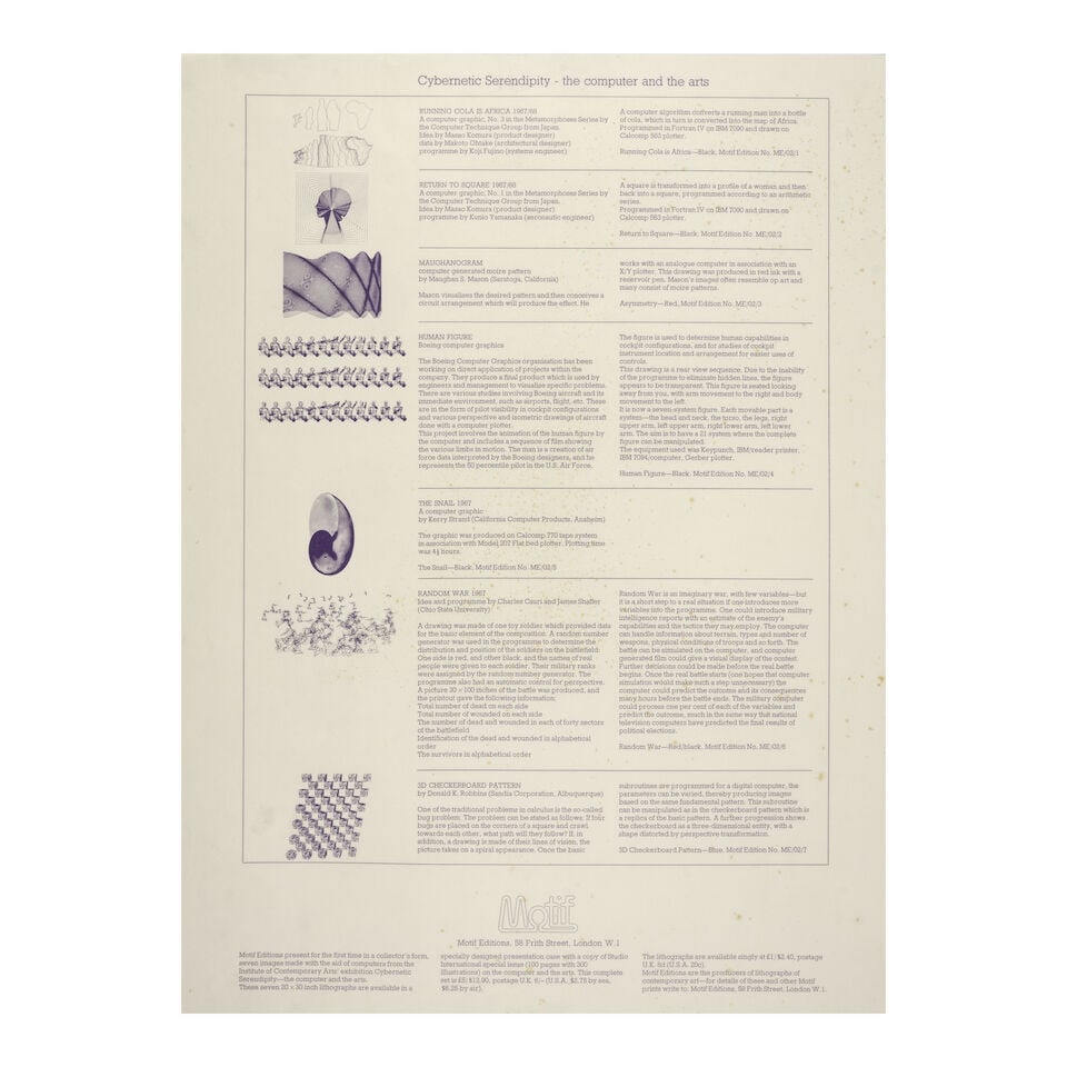 COMPUTER ART. REICHARDT, JASIA; curator. Cybernetic Serendipity: The computer and the Arts. (po... - 8