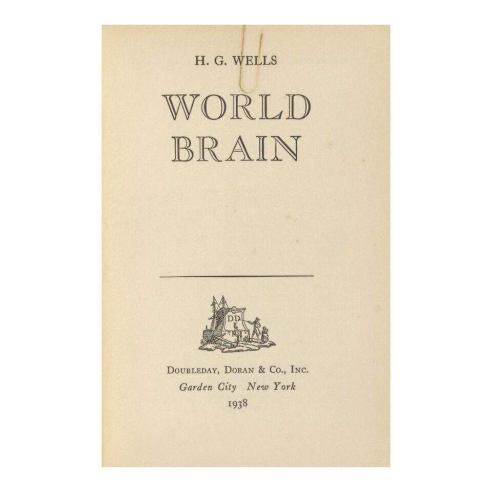 H. G. WELLS PREDICTS WIKIPEDIA. WELLS, H. G. 1866-1946. The Idea of a World Encyclopaedia. Lond... - 3