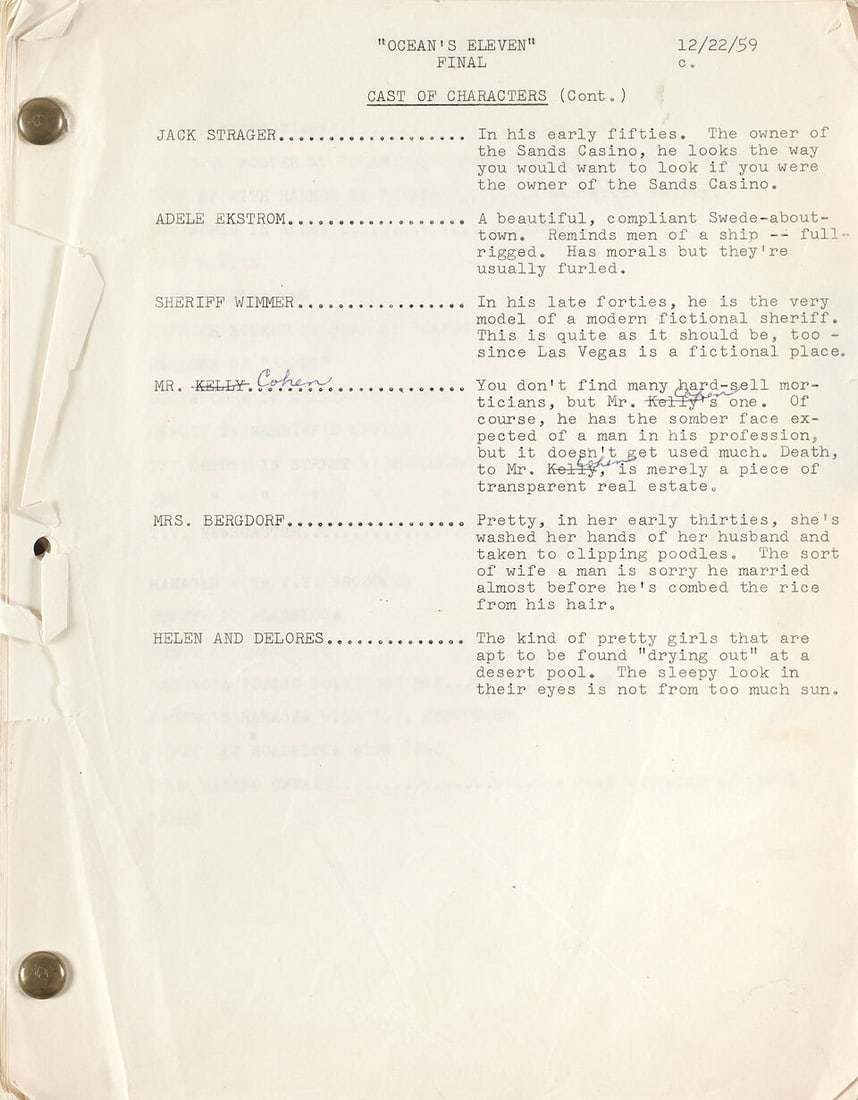 An Ocean's Eleven screenplay - 2