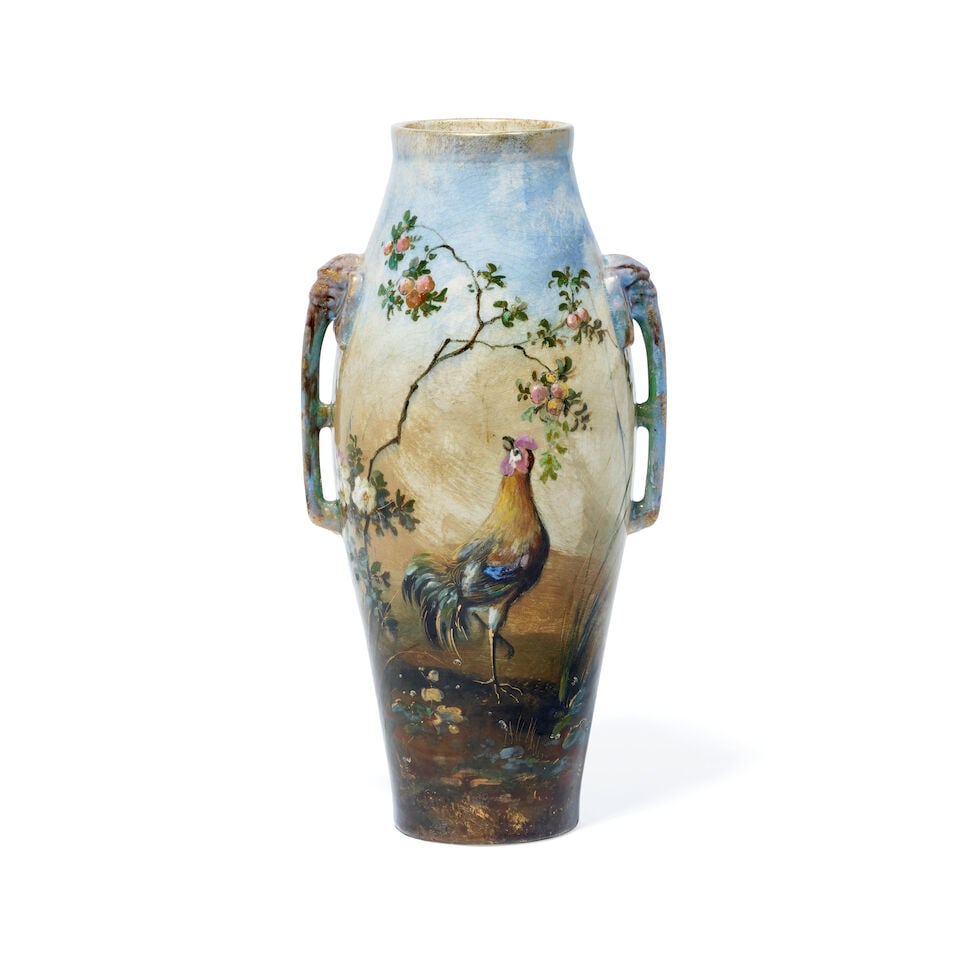 LONGWY (FOUNDED 1798) Elephant-Handled Vaseglazed earthenware with gilt decoration, faintly impr... (1 of 1)