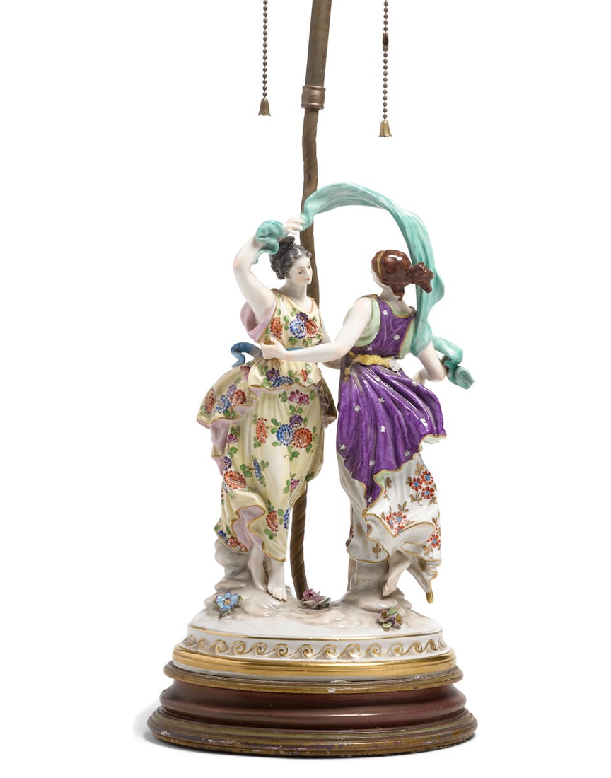 Two Continental Porcelain Figural Groups of Two Dancing Maidens - 2